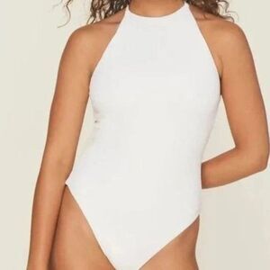 Andie Swim Asbury One Piece Swimsuit Ribbed Coconut White Coco Size XS